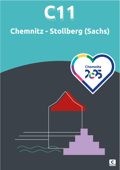 Stilisiertes Logo für die Linie C11 Chemnitz - Stollberg (Sachs), mit Logo der Kulturhauptstadt