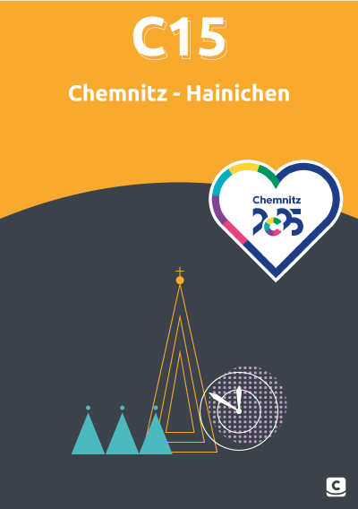 Stilisiertes Logo für die Linie C15 Chemnitz - Hainichen , mit Logo der Kulturhauptstadt